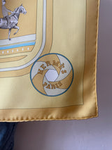 Vintage Hermes Yellow Sequences Silk Scarf
