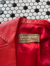 Vintage 1970s Leda Spain Red Leather Trench S - We Thieves