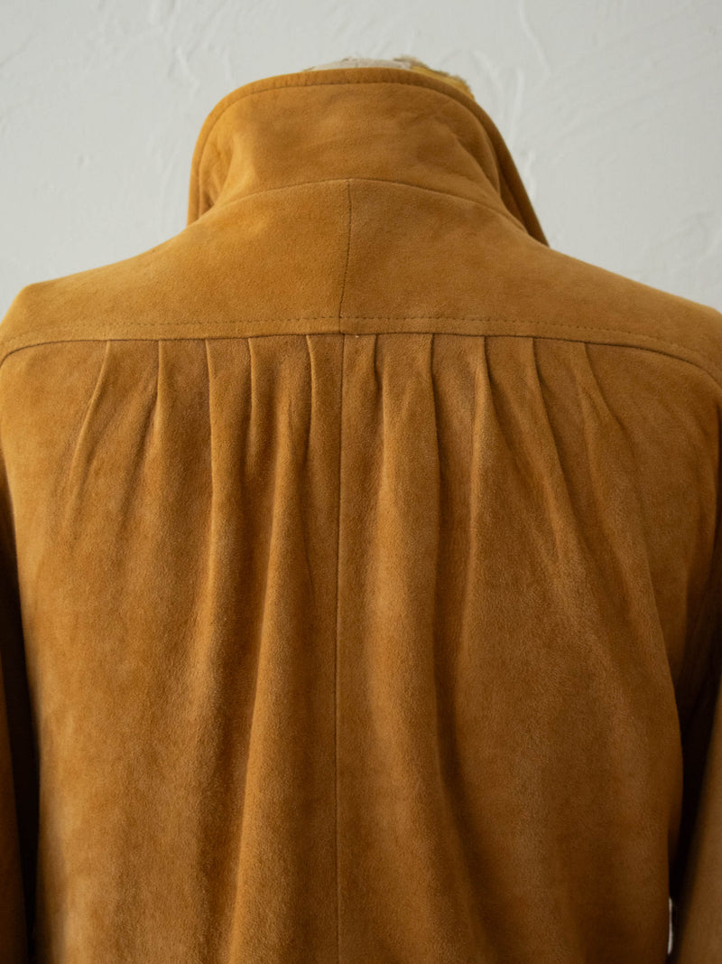 Vintage Lady Skully Caramel Suede Leather Trench Coat M - We Thieves