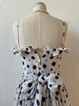 Vintage 60s/70s Ruth Chagnon Black & White Polka Dot Maxi Dress S - We Thieves