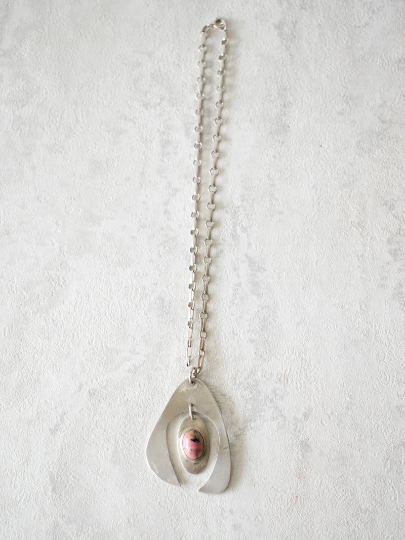 Vintage Pink Stone Modernist Necklace - We Thieves