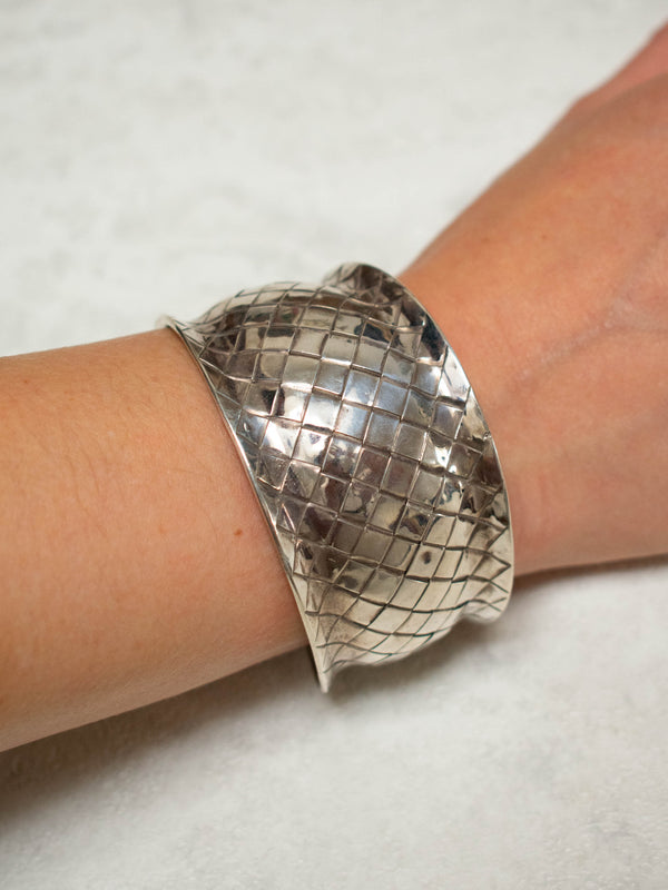 Vintage Thick Woven Artisan Sterling Silver Cuff - We Thieves