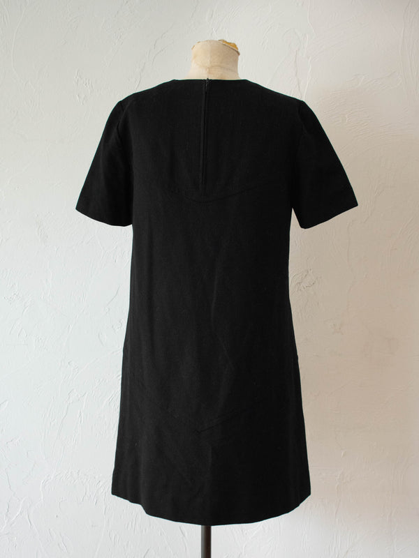 Vintage 1960s Marimekko Black Wool Mod Mini Dress S - We Thieves