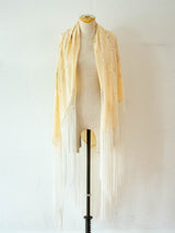 Vintage Embroidered Champagne Silk Piano Shawl - We Thieves