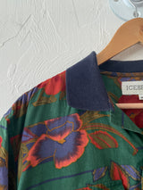 Vintage Iceberg Dark Green Tropical Woven Shirt M/L
