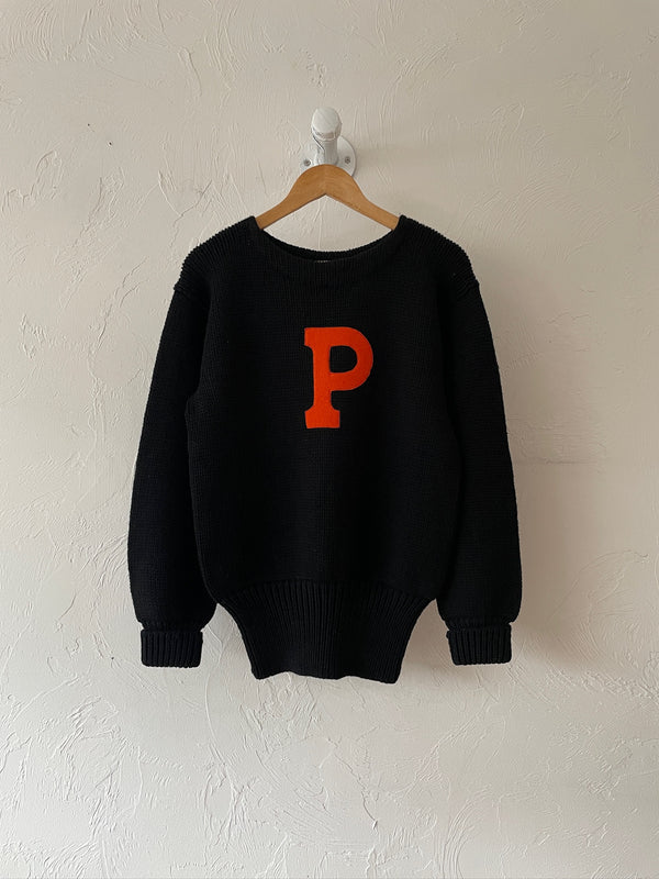 Vintage 1940s Princeton University Hand-Loomed Wool Sweater L