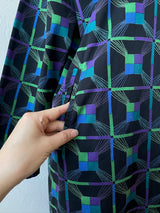 Vintage Marimekko Black & Jewel Tone Print Cotton Dress M/L