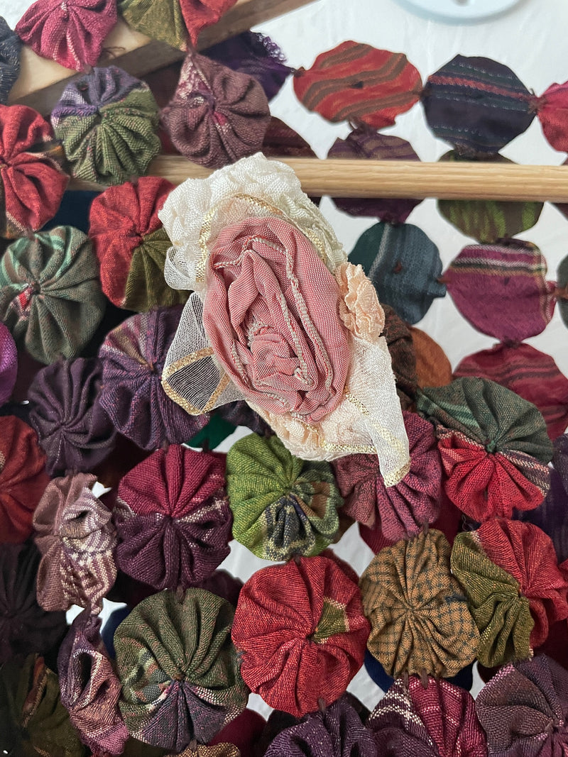 Vintage Thai Silk Yoyo Quilt Top L - We Thieves
