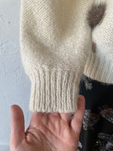 Vintage Novelty Cream Sweater with Pom Poms S - We Thieves