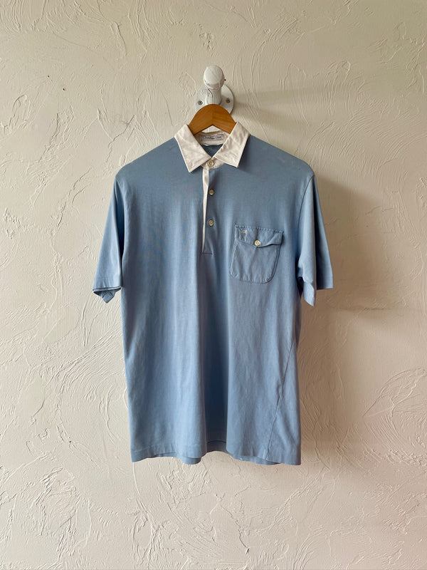 Vintage 80s Dior Sky Blue Cotton Polo M - We Thieves