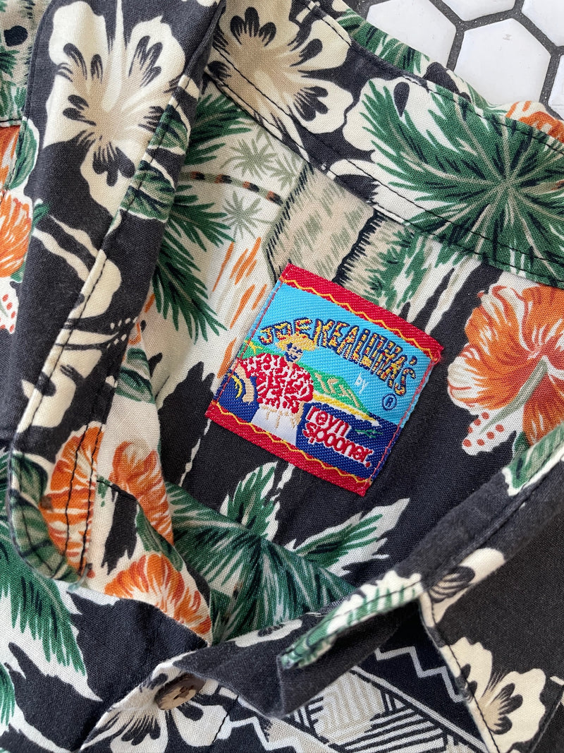 Vintage Reyn Spooner Palms + Flowers Hawaiian Shirt L - We Thieves