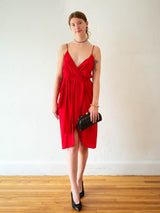 Vintage 1970s/80s Basha E New York Red Silk Disco Dress XS/S - We Thieves