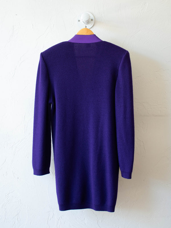 Vintage 1980s Salvatore Ferragamo Oversized Purple Wool Cardigan M/L - We Thieves