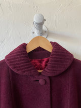 Vintage 50s Lilli Ann Burgundy French Wool Coat L