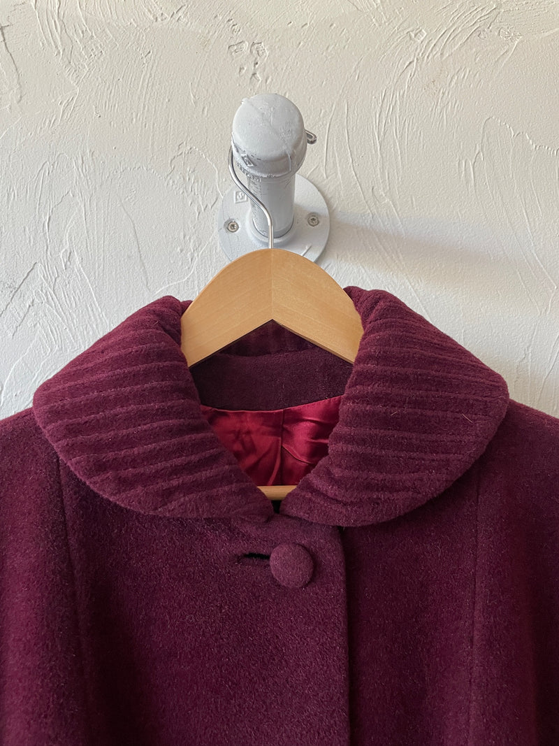 Vintage 50s Lilli Ann Burgundy French Wool Coat L