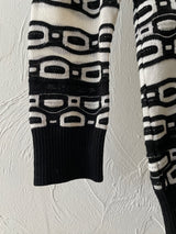 Vintage Missoni Black & White Woven Cotton/Linen Blend Cardigan S