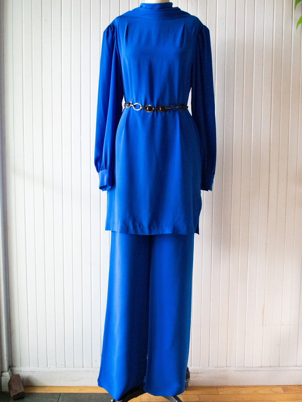 Vintage 1980s Anne Klein Cobalt Blue Tunic Large - We Thieves