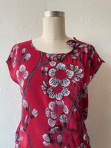 Vintage Vivienne Tam Red & Black Silk Dress with Floral Appliqué S/M - We Thieves