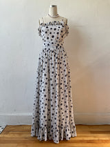 Vintage 60s/70s Ruth Chagnon Black & White Polka Dot Maxi Dress S - We Thieves