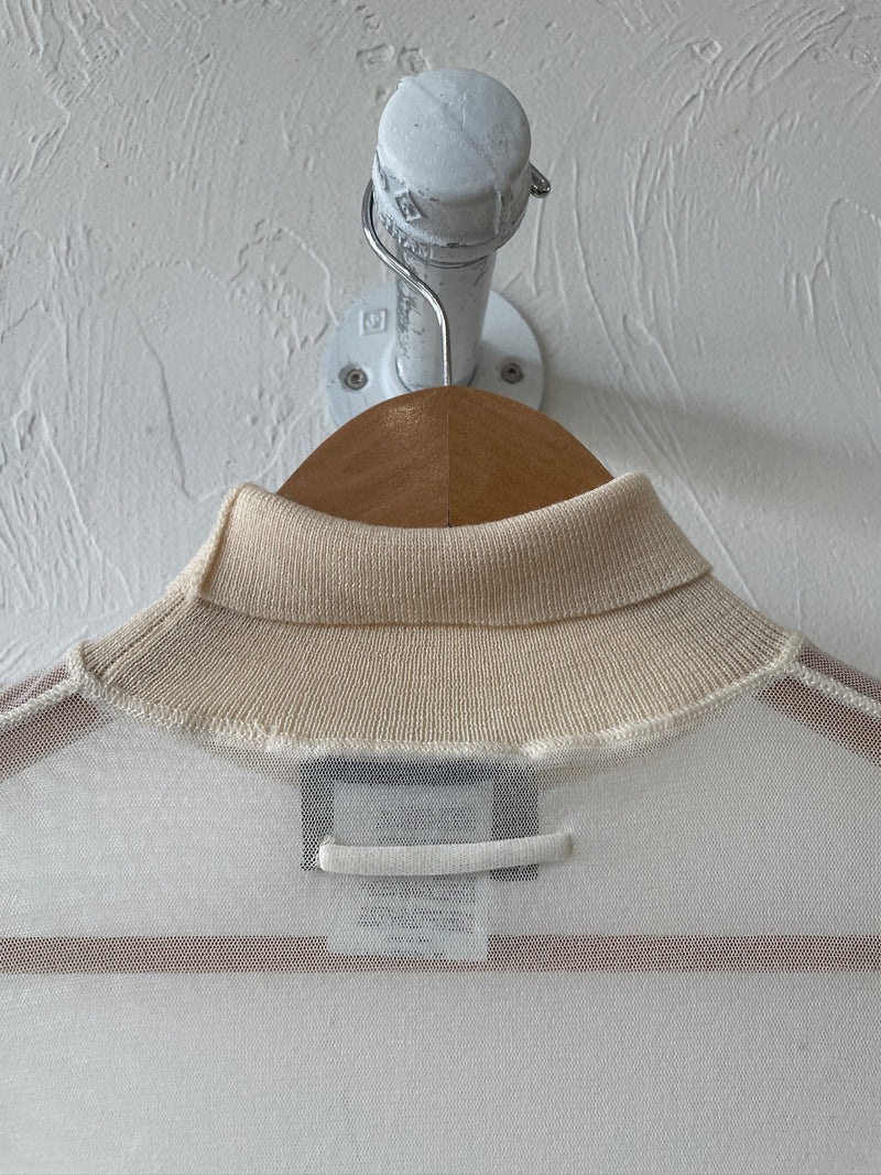 Vintage Jean Paul Gaultier Maille Femme White Mesh Knit Turtleneck L - We Thieves