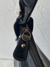 Vintage Salvatore Ferragamo Black Patent Leather Miss Vara Hobo Y2K
