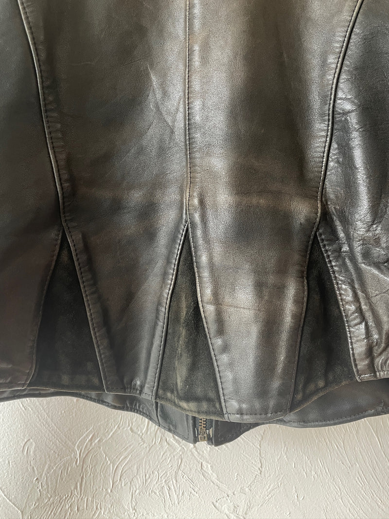 Vintage Fashions By Rose Dark Brown Leather & Suede Motorcycle Jacket M/L - We Thieves