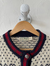 Vintage LL Bean Snowkflakes & Hearts Fair Isle Wool Cardigan Sweater M
