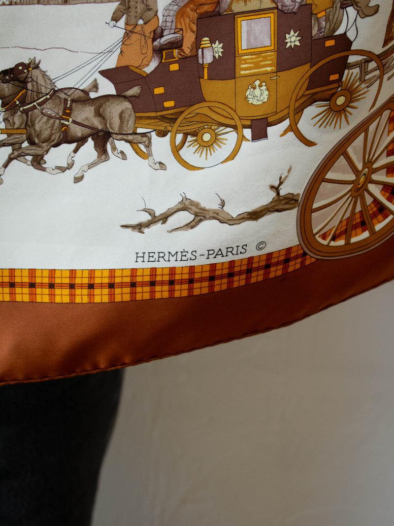 Vintage Hermes 1975 L'Hiver en Poste Silk Scarf - We Thieves