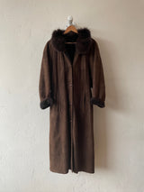 Vintage 80s Werner Christ German Leather Suede & Fox Fur Winter Coat M - We Thieves