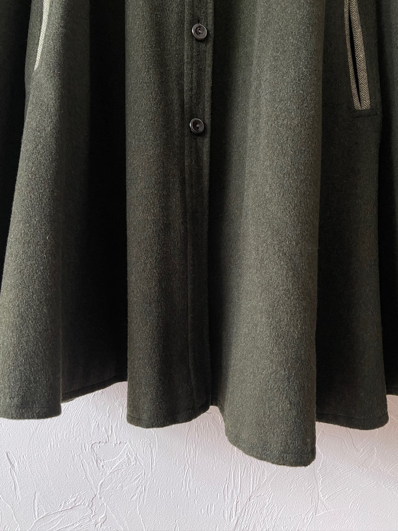 Vintage 60s/70s Yves Saint Laurent Olive Green Wool Loden Cape