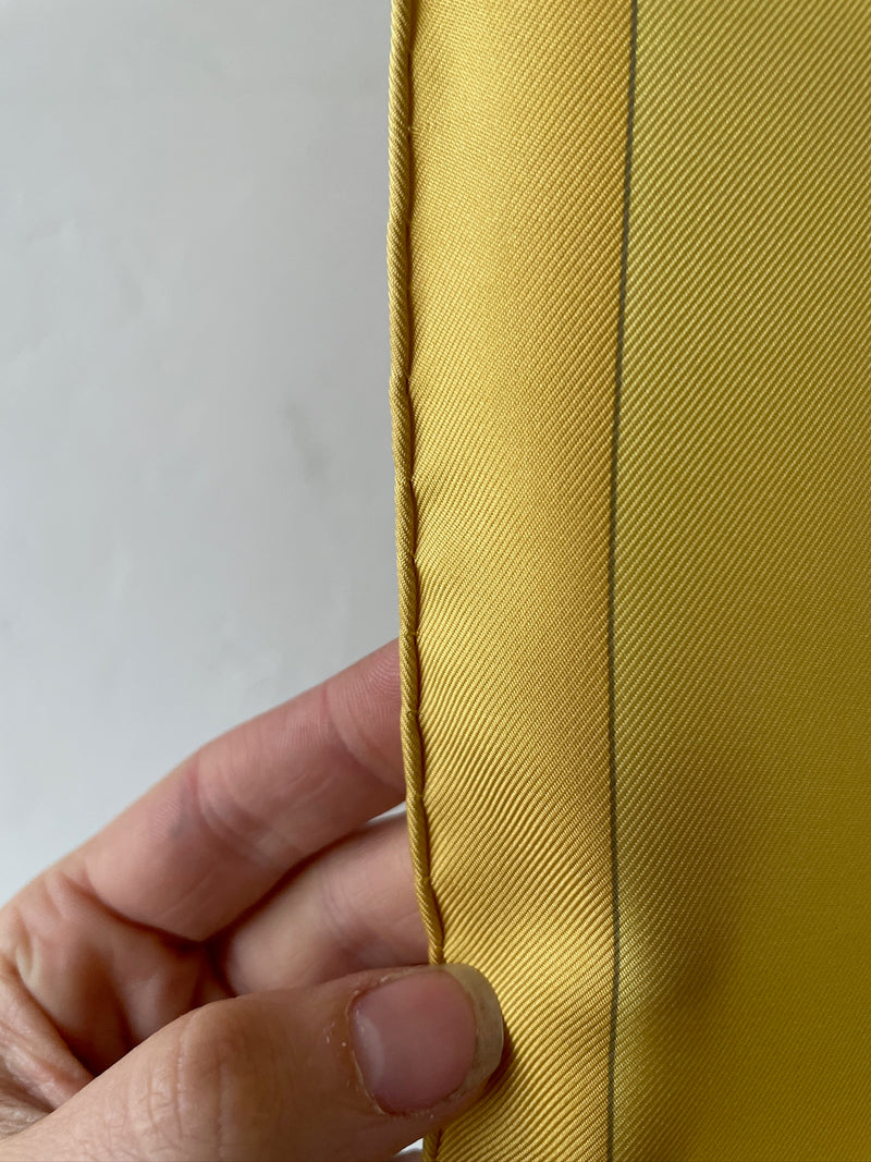 Vintage Hermes Yellow Sequences Silk Scarf