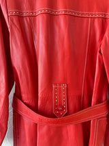 Vintage 1970s Leda Spain Red Leather Trench S - We Thieves