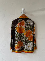 Vintage 1960s Vera Neuman Long Sleeve Zip-Up Floral Blouse S - We Thieves