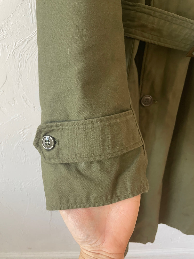 Vintage Military OG-107 Green Belted Trench Coat w/ Removable Lining S - We Thieves