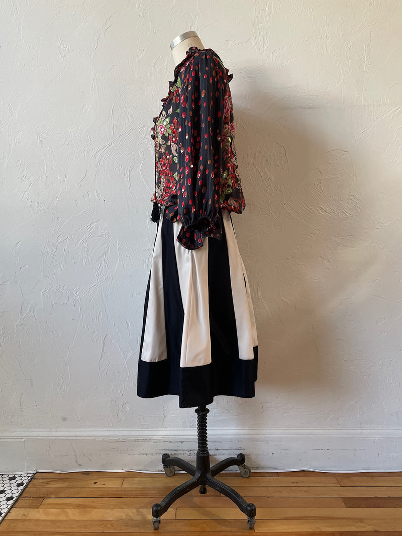 Vintage Diane Freis Roses & Polka Dots Novelty Blouse M - We Thieves