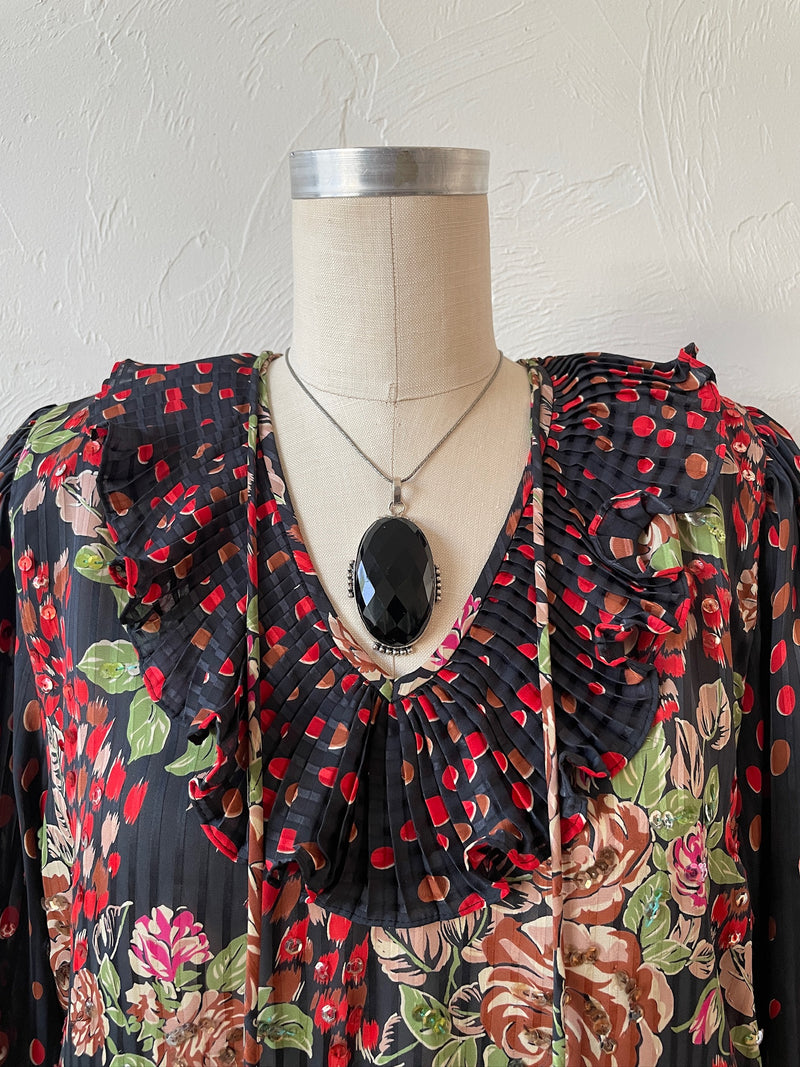 Vintage Diane Freis Roses & Polka Dots Novelty Blouse M - We Thieves