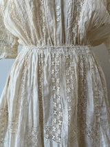 Vintage Antique Couture Linen + Lace Occasional Maxi Dress S/M - We Thieves