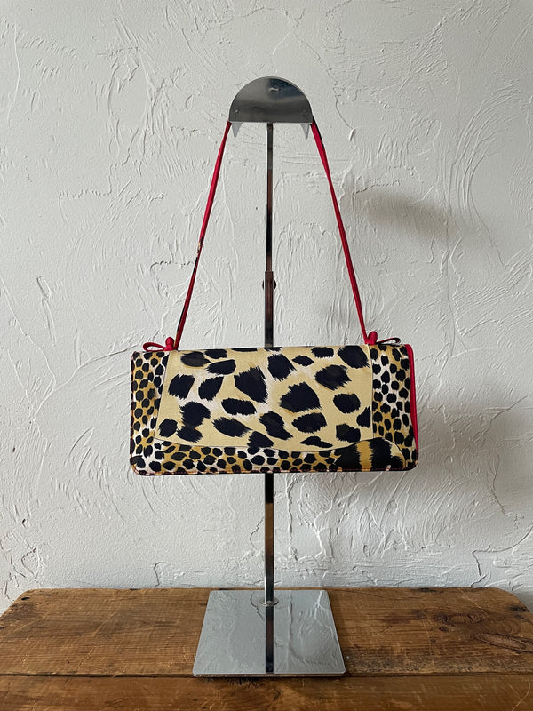 Vintage Stuart Weitzman Cheetah Print & Red Handbag/Purse - We Thieves