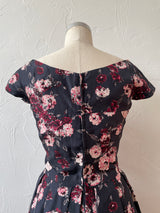 Vintage 50s Harvey Berin Black Floral Silk Fit And Flare Dress S/M - We Thieves