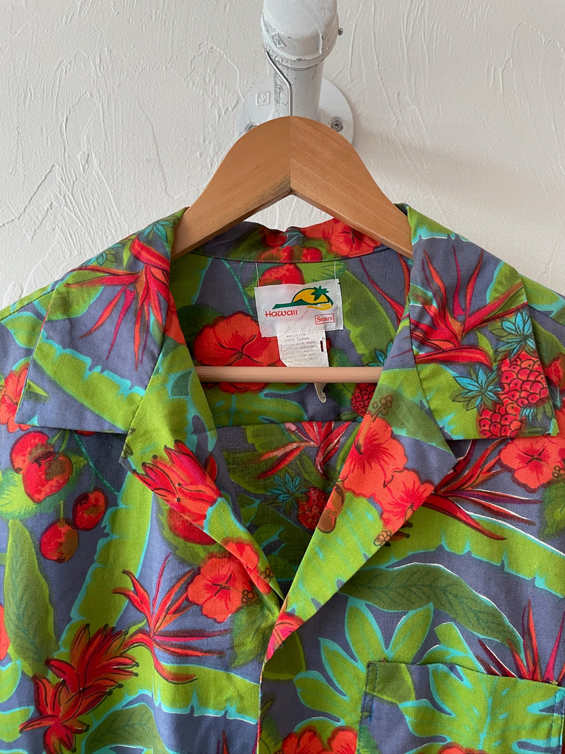 Vintage Sears Red + Green Hawaiian Button Down Shirt L - We Thieves