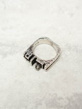 Vintage Brutalist Sterling Silver Ring with Garnet Setting - We Thieves