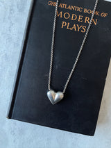 Vintage Joe Esposito Sterling Silver Puffed Heart Necklace
