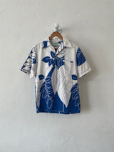 Vintage White + Blue Waltah Clarke Hawaiian Shirt S - We Thieves