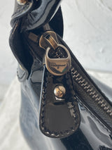 Vintage Salvatore Ferragamo Black Patent Leather Miss Vara Hobo Y2K