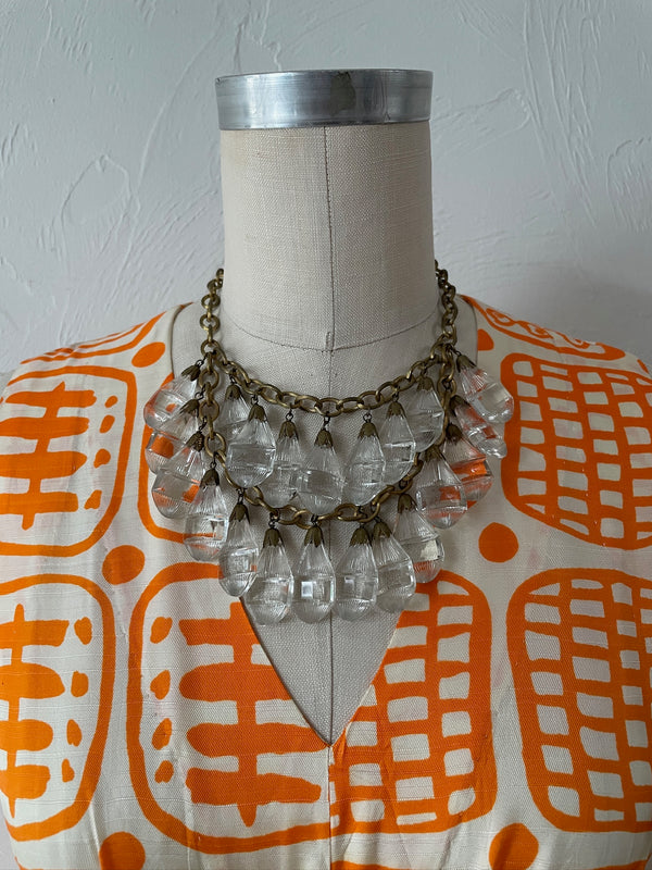 Vintage Brass Art Deco Chandelier Costume Necklace - We Thieves