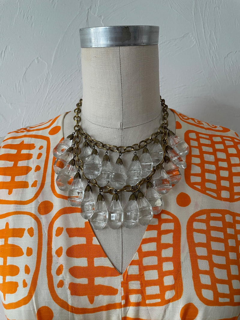 Vintage Brass Art Deco Chandelier Costume Necklace - We Thieves
