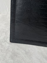 Vintage 50s/60s Black Snakeskin/Lizard Handbag with Gold Bamboo Clasp - We Thieves