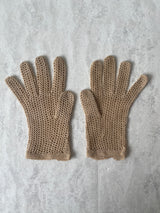 Vintage Edwardian Small Beige Crochet Gloves - We Thieves