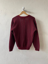 Vintage 90s Gap Burgundy & Teal Wool Pinstriped Cardigan Sweater S - We Thieves