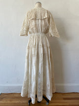 Vintage Antique Couture Linen + Lace Occasional Maxi Dress S/M - We Thieves